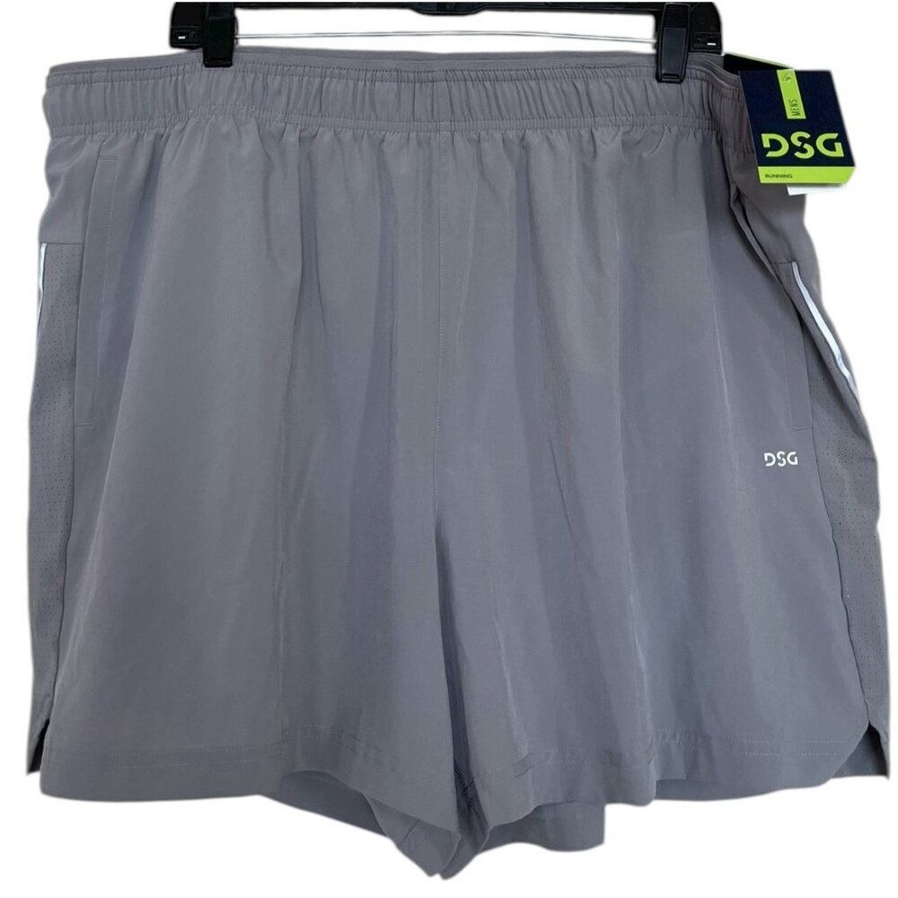 DSG 5” Stride‎ Shorts Mens Size XXL 2XL Gray Built In Brief Pockets Stretch